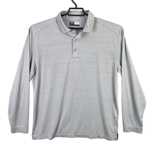 Mens Callaway Opti Dri Gray Polo Shirt 100% Polyester Long Sleeve Size L - Picture 1 of 8